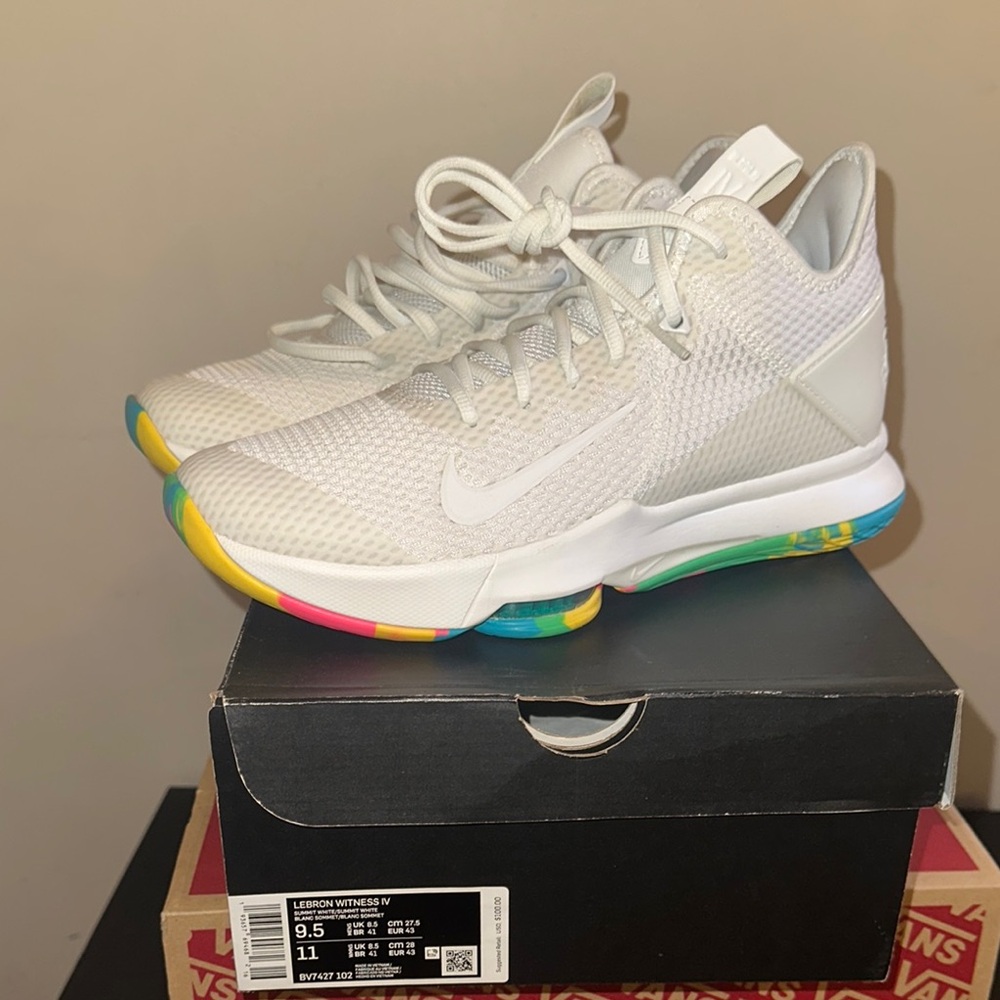 Nike LeBron Witness IV White with Multicolor Soles
